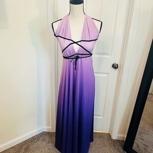 SHEIN X Purple Grecian Halter Dress